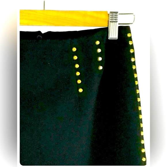 H&M Gold Studded Black Mini Skirt Lined Edgy Chic Shop The Trend Dressy Casual - Picture 3 of 10